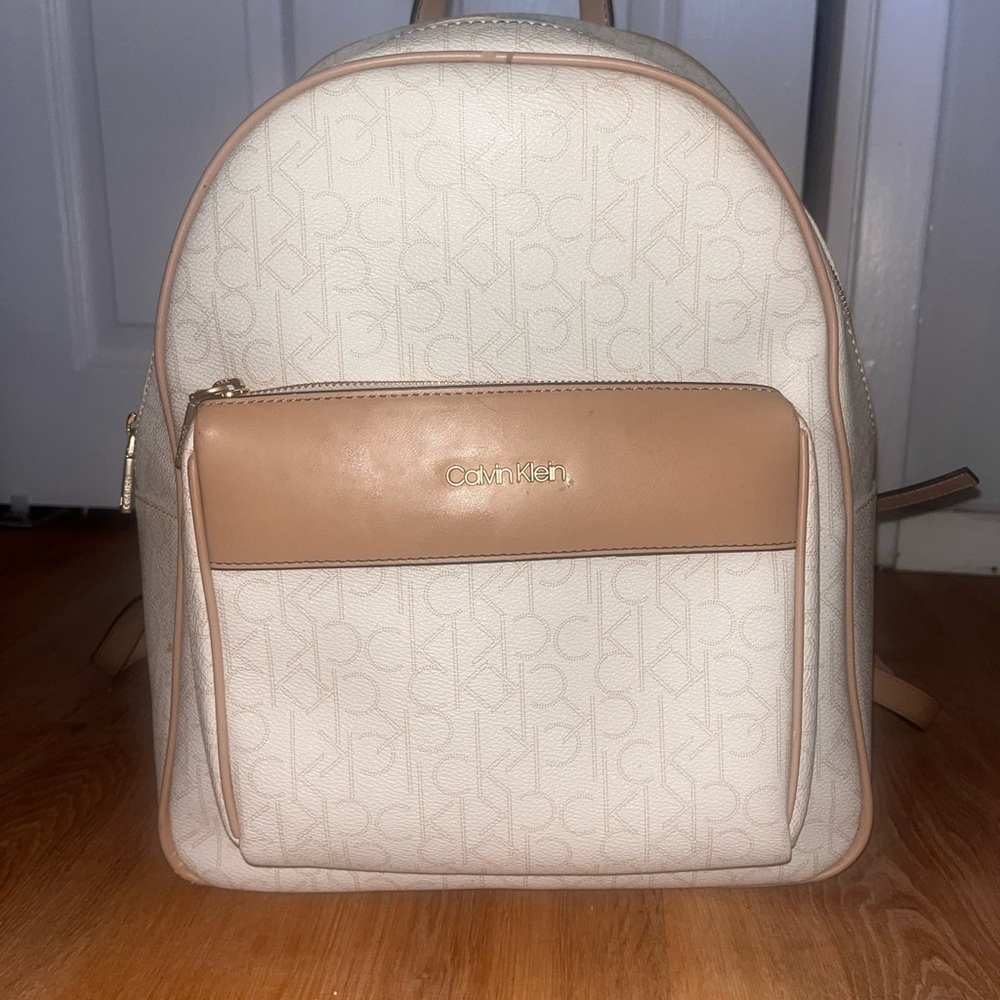 Calvin Klein Beige and Brown Backpack